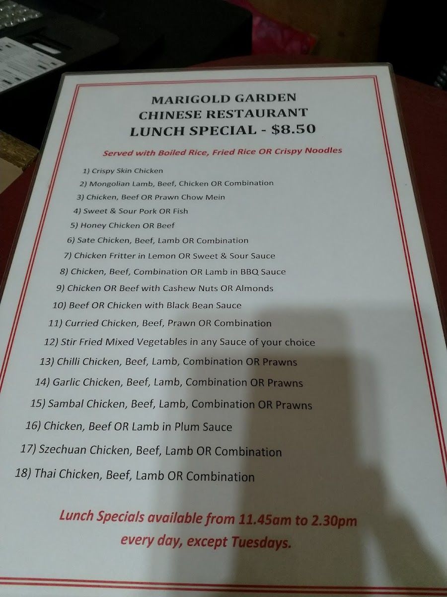 Menu Marigold Garden Chinese Restaurant-9
